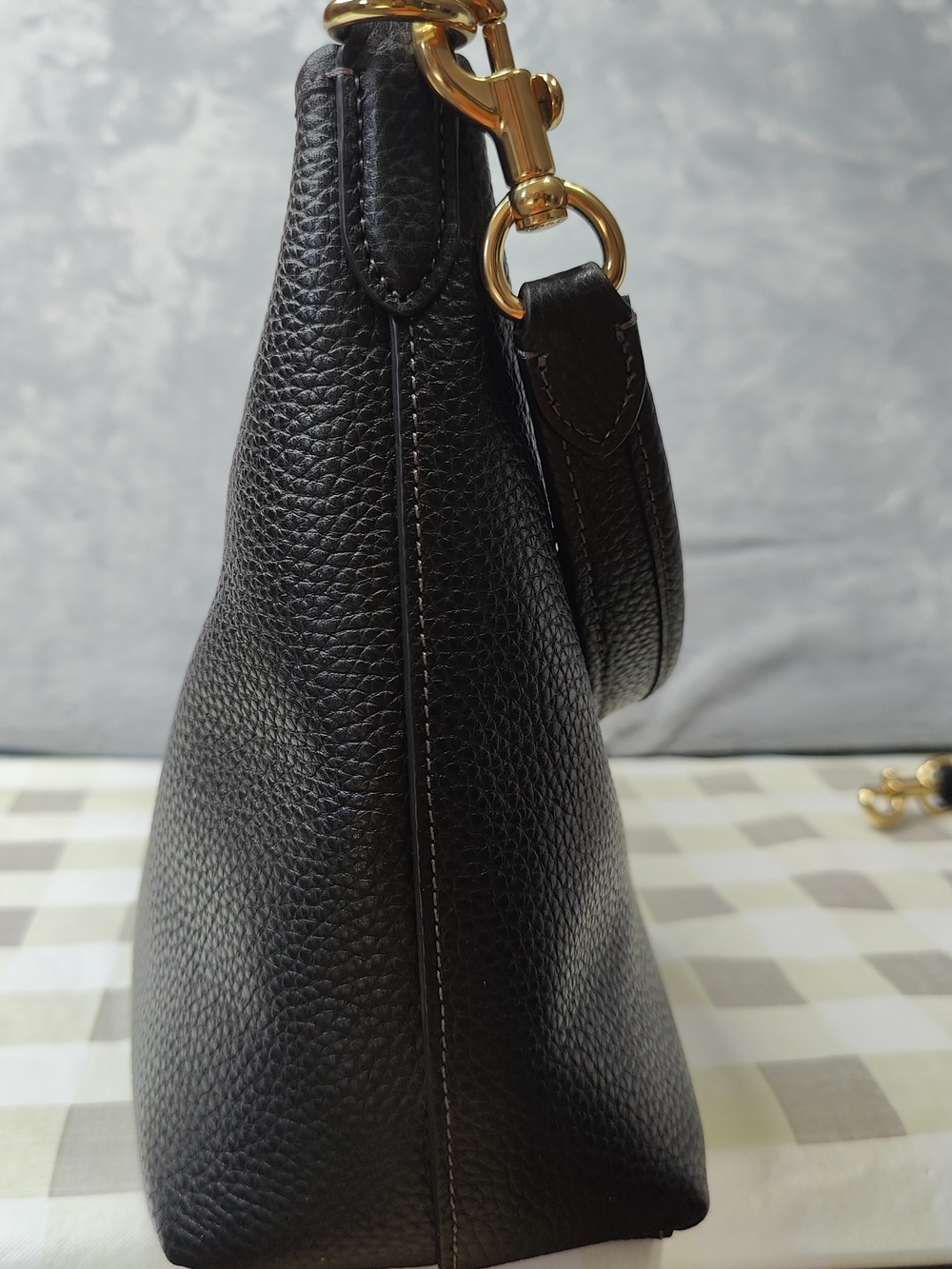 Coach Black Pebbled Leather Shoulder Bag with Gold-Tone Logo - Picture 12 of 13